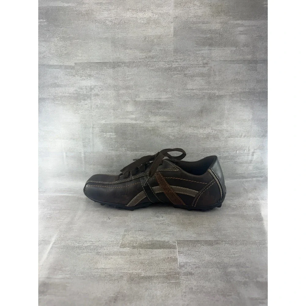 Skechers Men 61181 Relaxed Fit Leather Casual Sneakers Brown Bicycle Toe Size 8